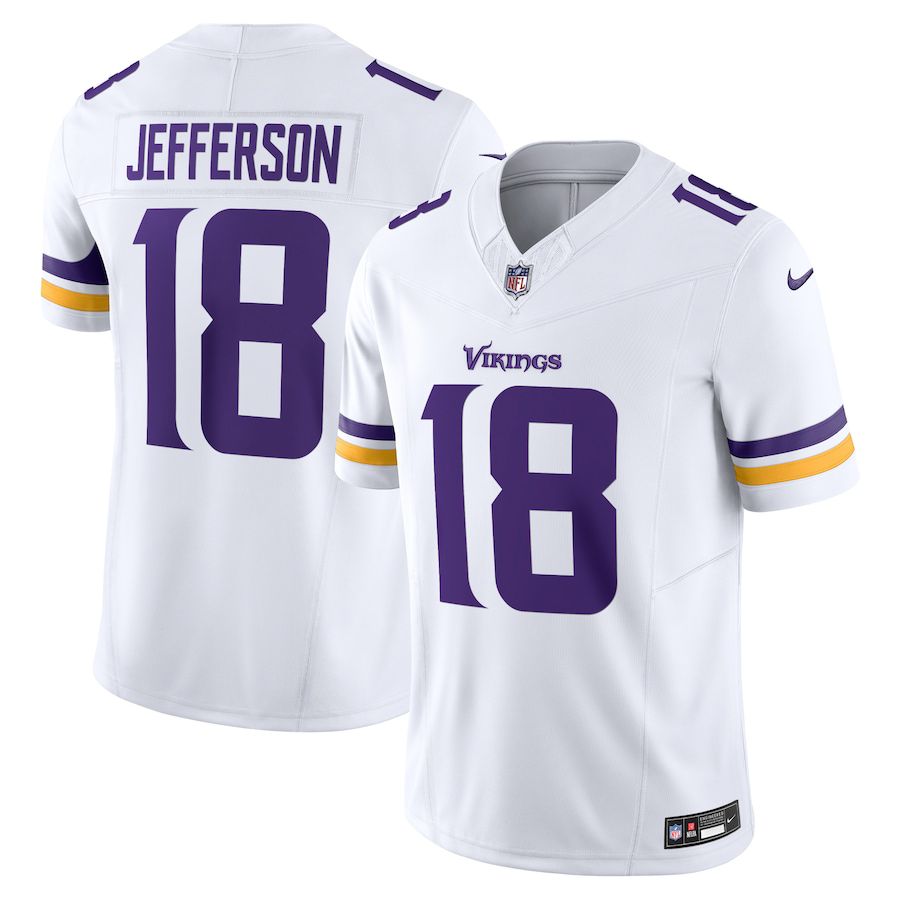 Men Minnesota Vikings #18 Justin Jefferson Nike White Vapor F.U.S.E. Limited NFL Jersey